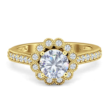 Round Flower Vintage Style Ring